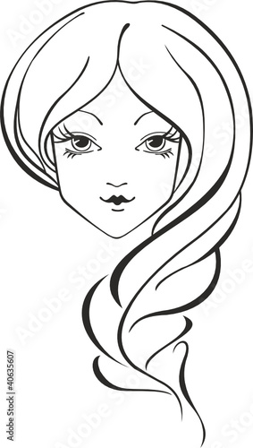 Vector portrait of young woman with braid