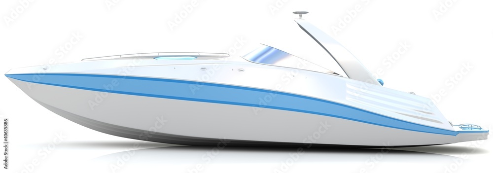 3d white speedboat isolated on a white background 3d white speedboat isolated on a white background