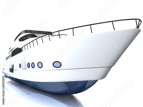 White luxury yacht isolated on a white background