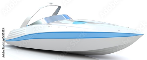 3d white speedboat isolated on a white background