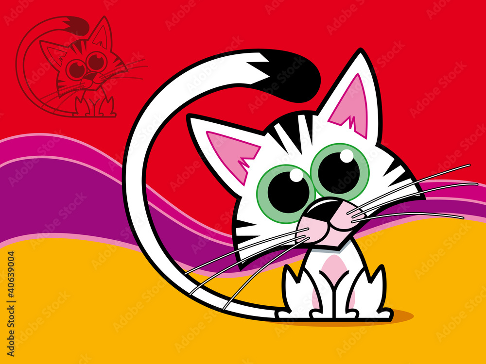 Obraz premium cute kitten, vector illustration