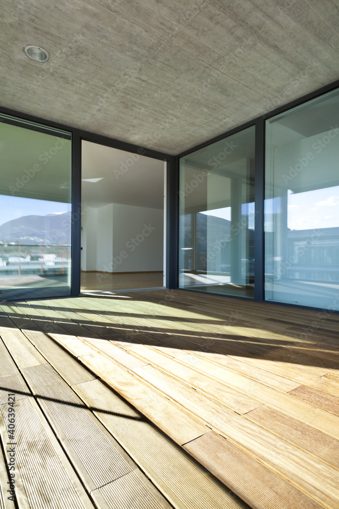Fototapeta premium beautiful new apartment, view of the rooms from the veranda