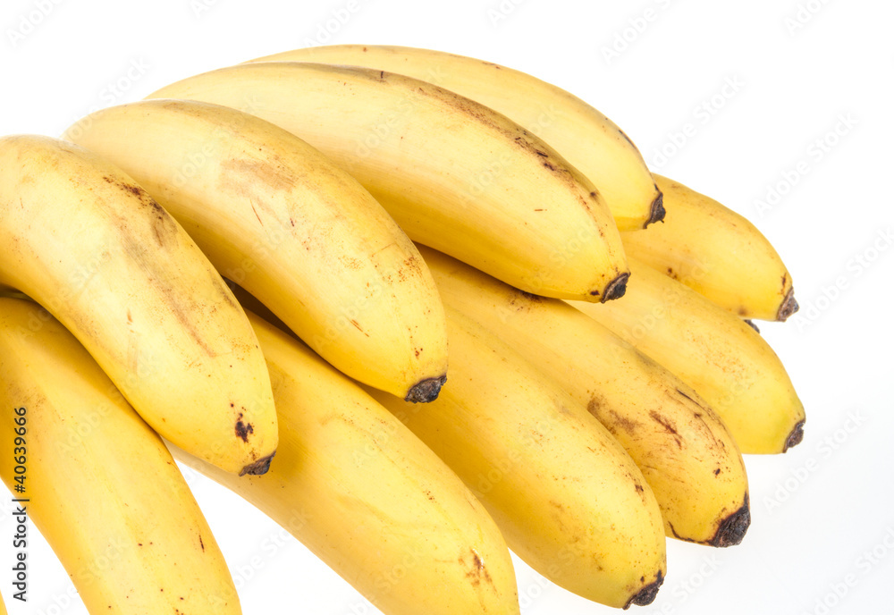 Mini bananas isolated on a white background.