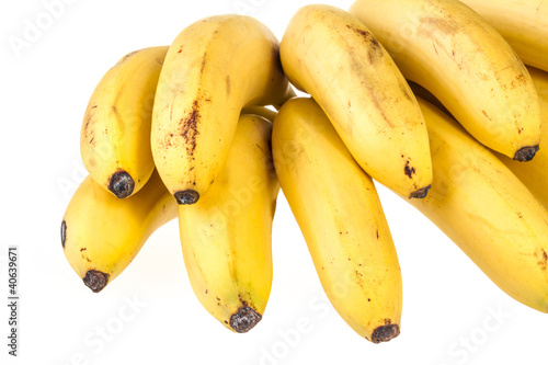 Mini bananas isolated on a white background.