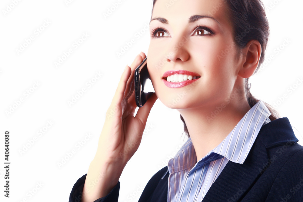 Attractive inspired businesswoman with mobile phone Attractive inspired businesswoman with mobile phone