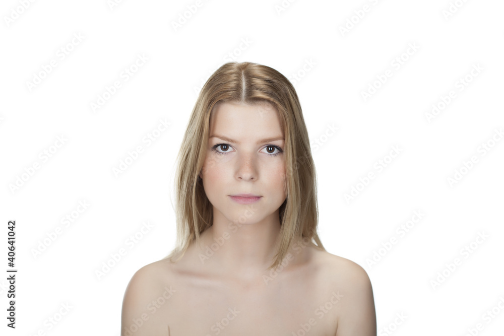 portrait einer jungen schönen blonden Frau freigestellt portrait einer jungen schönen blonden Frau freigestellt