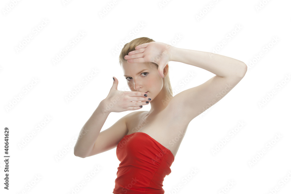 portrait einer jungen schönen blonden Frau freigestellt portrait einer jungen schönen blonden Frau freigestellt