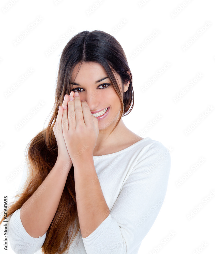 Asian indian shy brunette girl similing portrait Asian indian shy brunette girl similing portrait
