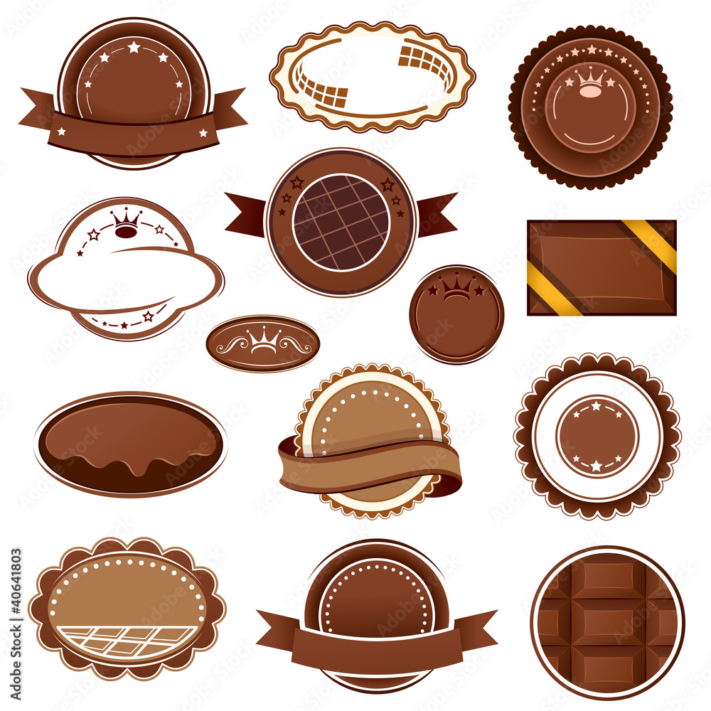 Set of chocolate badges and labels