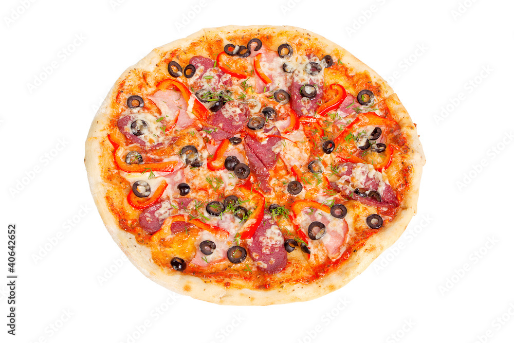 delicious pizza with salami