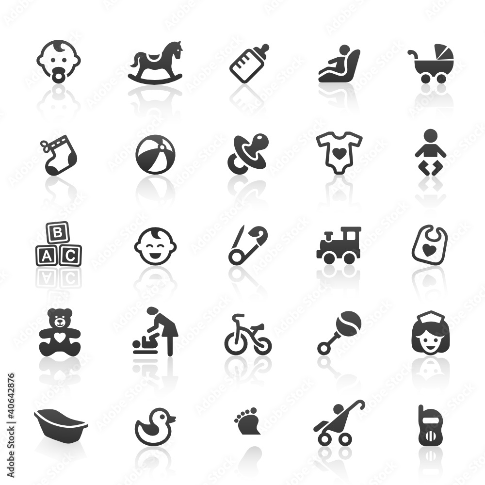 Fototapeta premium Black Baby Icons