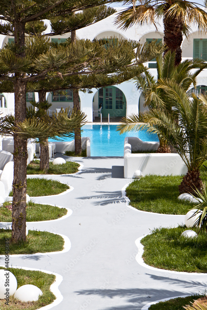 Luxury hotel at Santorini island in Greece