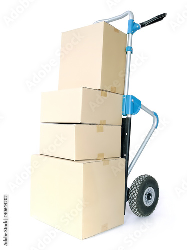 Parcels on hand truck photo