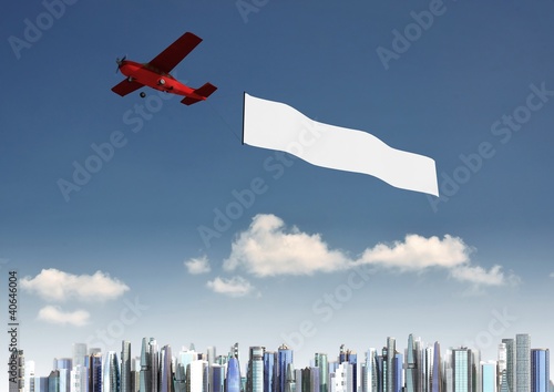 Airplane banner Template with modern city background