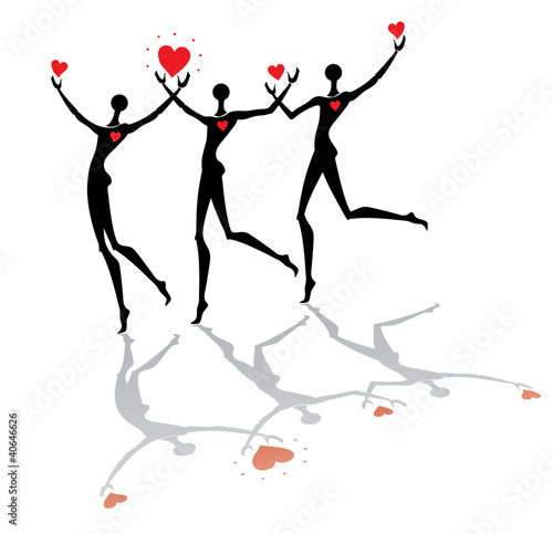running people with hearts