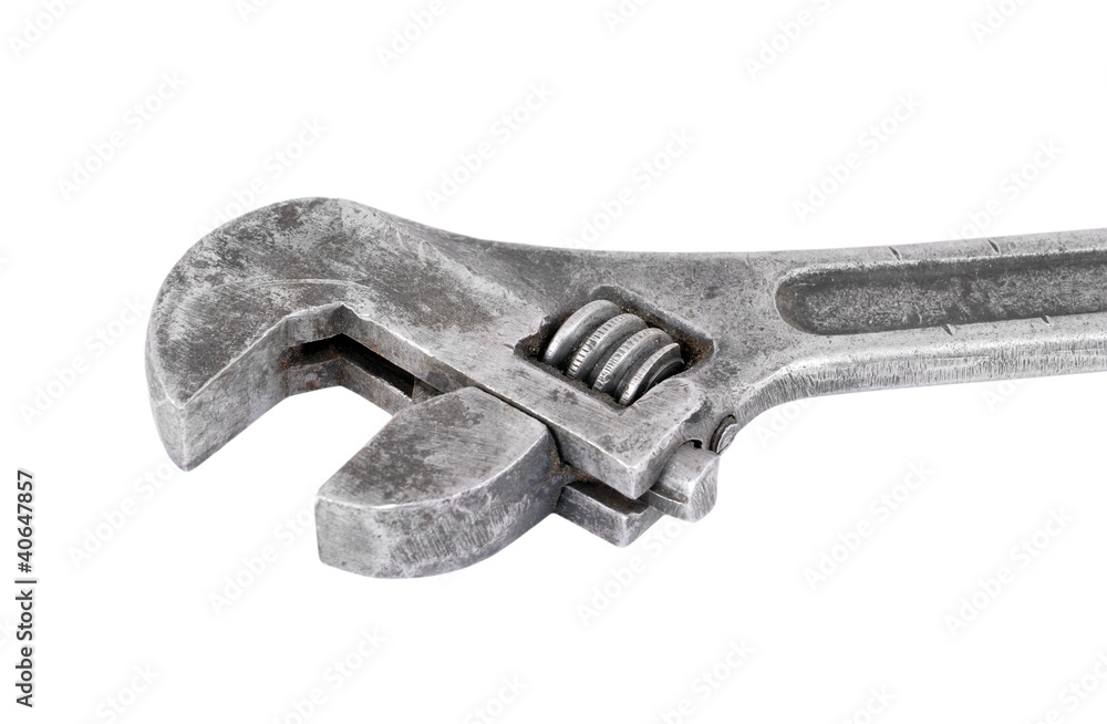 Old rusty wrench, isolated on white background Old rusty wrench, isolated on white background