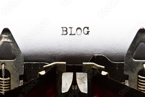 typewriter with text blog
