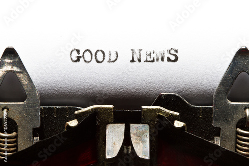 typewriter with text good news