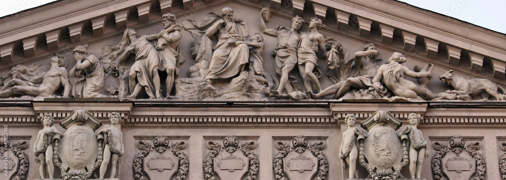 Fototapeta premium The composition of the facade of the Opera House in Lviv