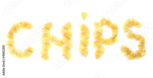 Inscription Chips isolated on white