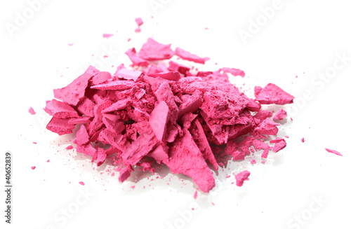 Fotografering Crushed pink eyeshadows isolated on white