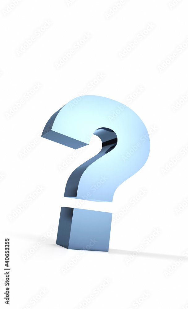 Das große Fragezeichen Blau auf Weiß Das große Fragezeichen Blau auf Weiß