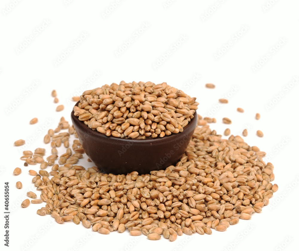 Bowl with a grain, isolated on white Bowl with a grain, isolated on white