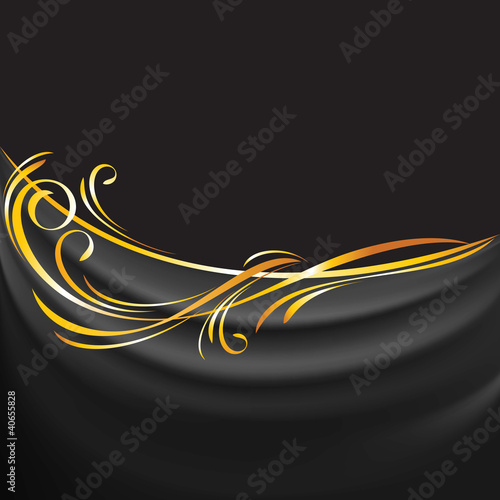 Dark fabric drapes on black background