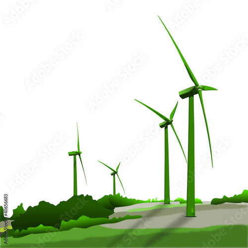 champ éolienne nature