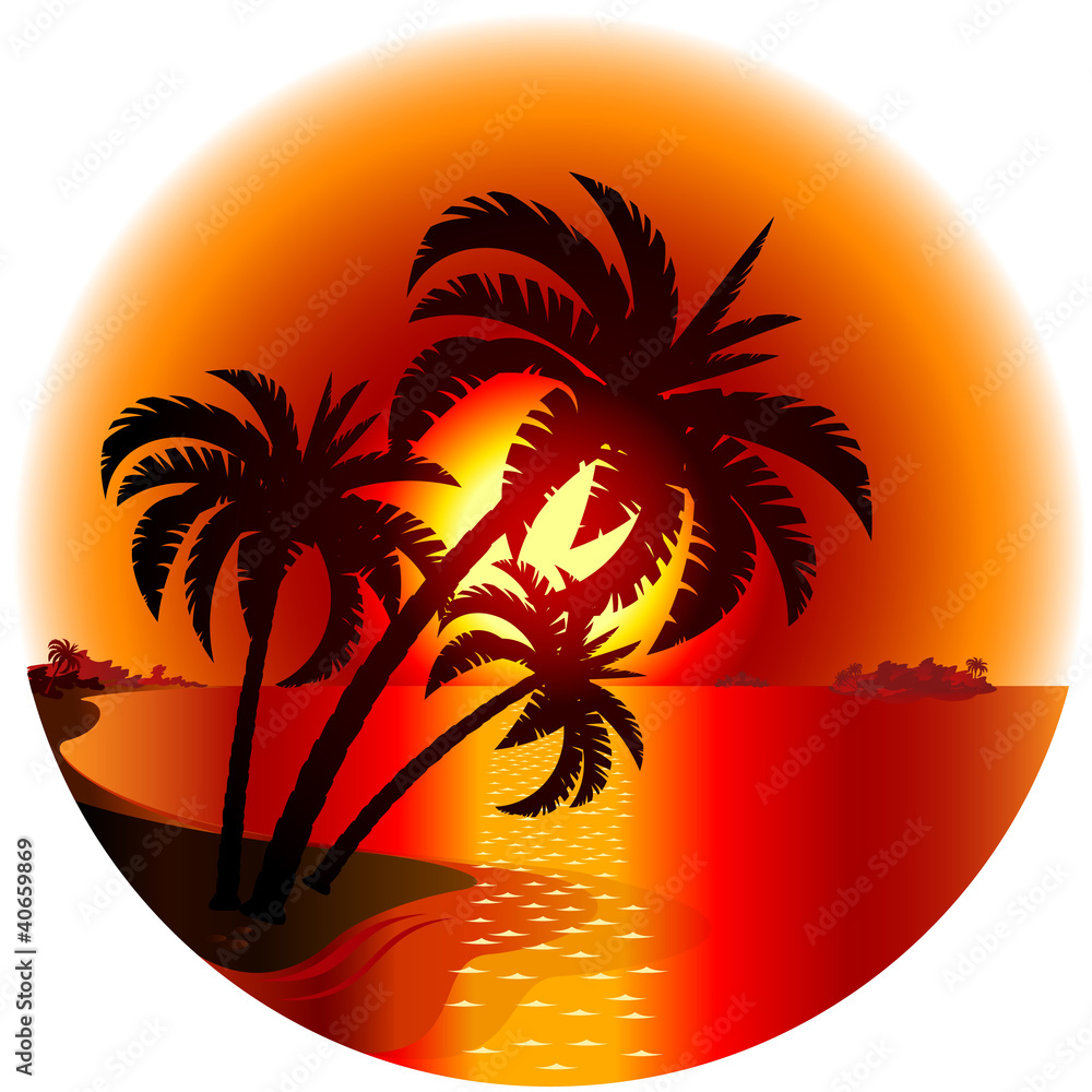 Sunset on a tropical island