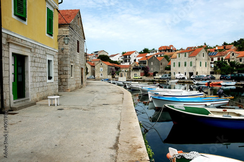 Morning in beautiful small town in Croatia. photo