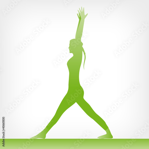 Virabhadrasana Eins Grün mit gestreckten Beinen