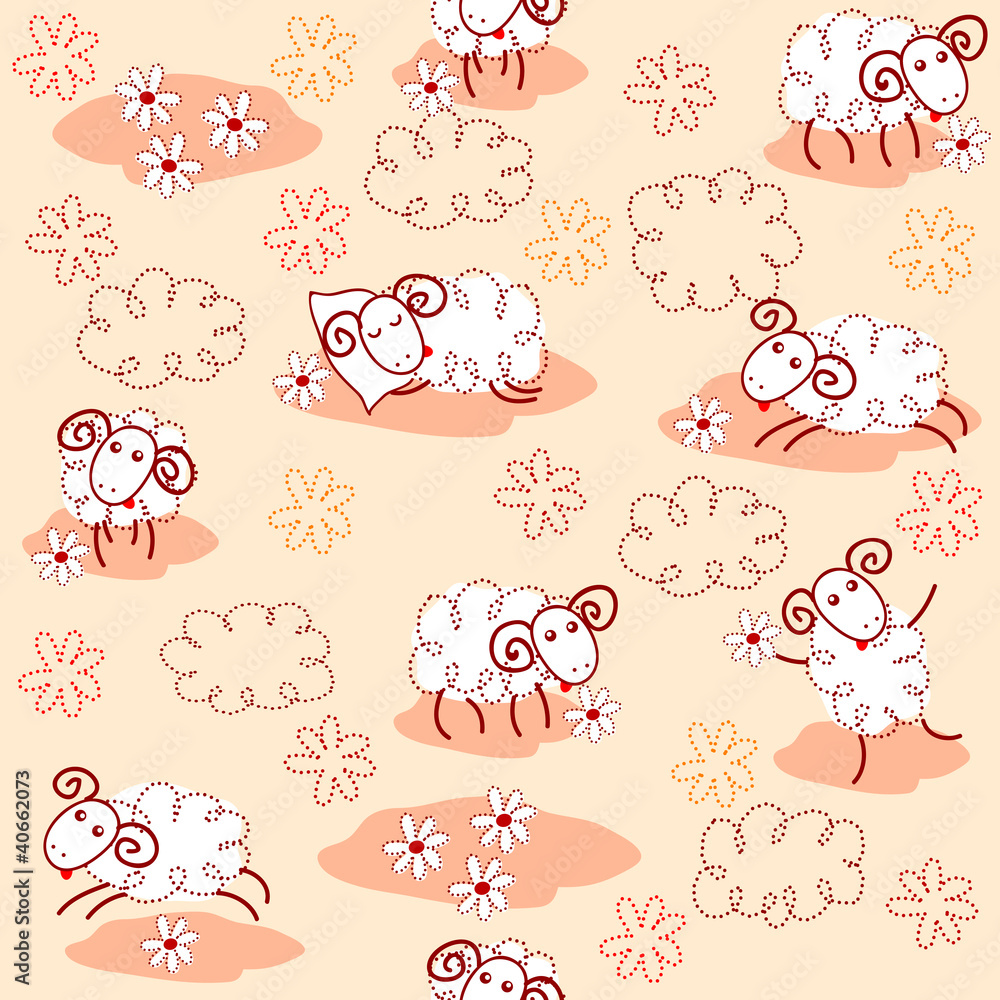 Seamless pattern with cute sheeps Seamless pattern with cute sheeps