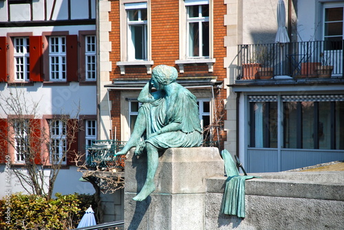 Sitting Helvetia Statue in Basel, Switzerland