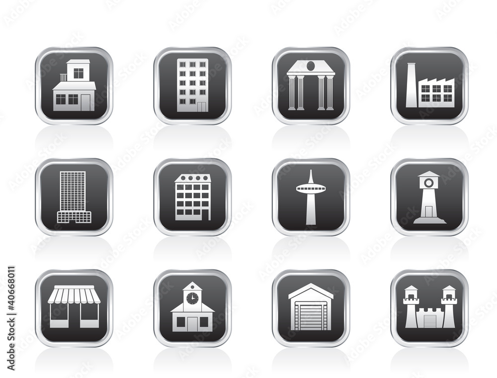 different kind of building and City icons - vector icon set different kind of building and City icons - vector icon set