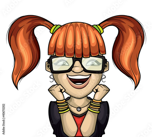 Emotional happy girl with glasses