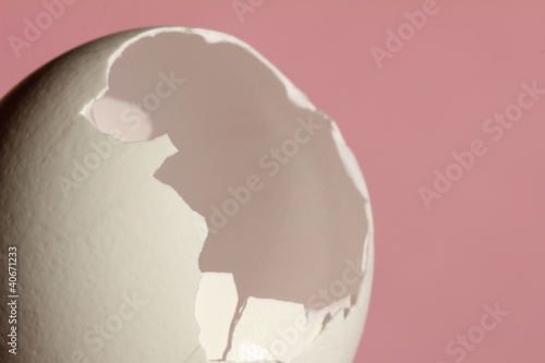 ピンクの背景の卵の殻