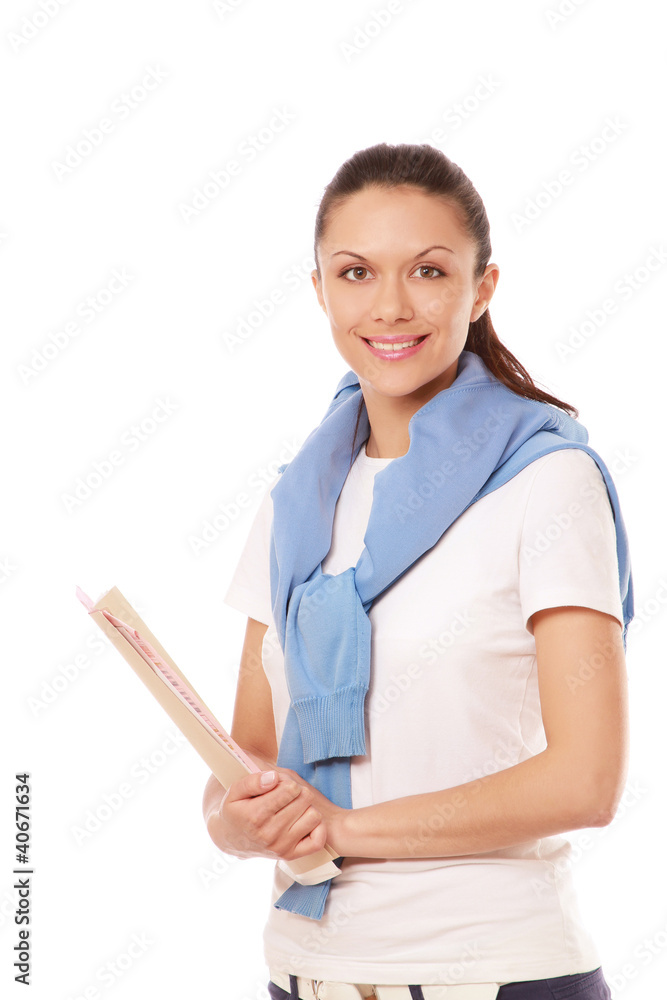 Young teenage girl holding papers Young teenage girl holding papers