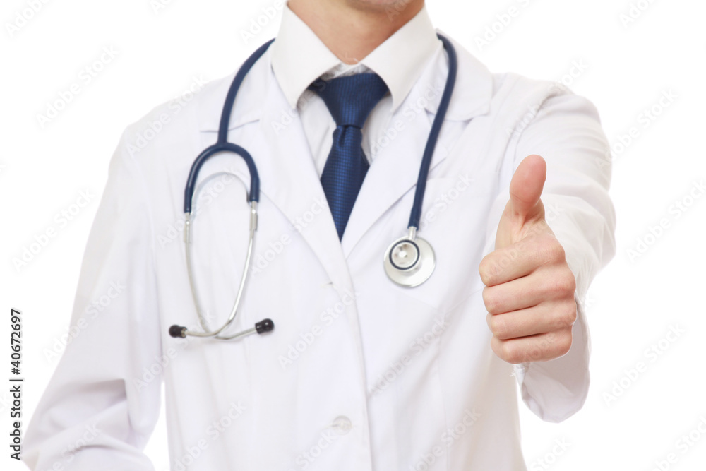 Closeup of a male doctor showing ok Closeup of a male doctor showing ok