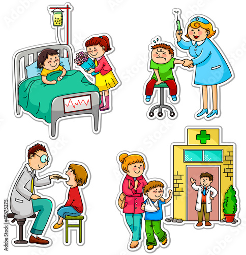 children in different situations related to health and medicine #40675275