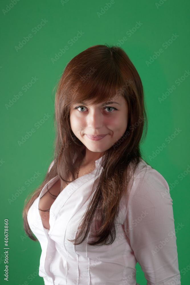 Portrait on a green background Portrait on a green background