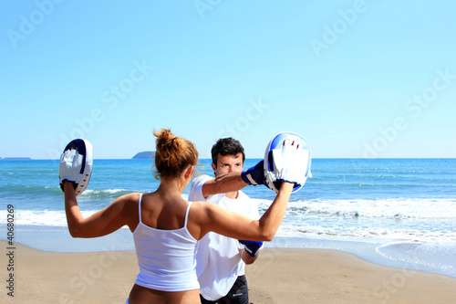 Couple traning boxing photo