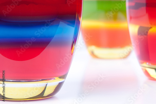multicolored jelly desserts in the glass