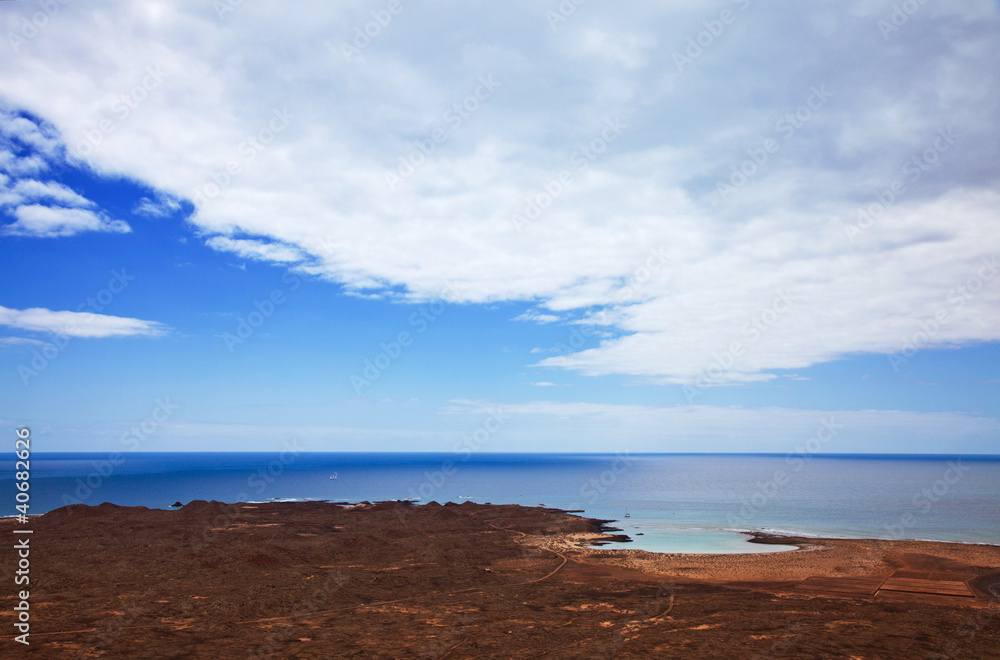 Canary Islands, small island Isla de Lobos,view south from the o Canary Islands, small island Isla de Lobos,view south from the o