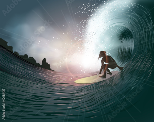 surfer and wave