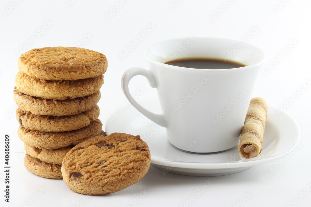 Chocolate Chip Cookies With A Cup Of Coffee Chocolate Chip Cookies With A Cup Of Coffee