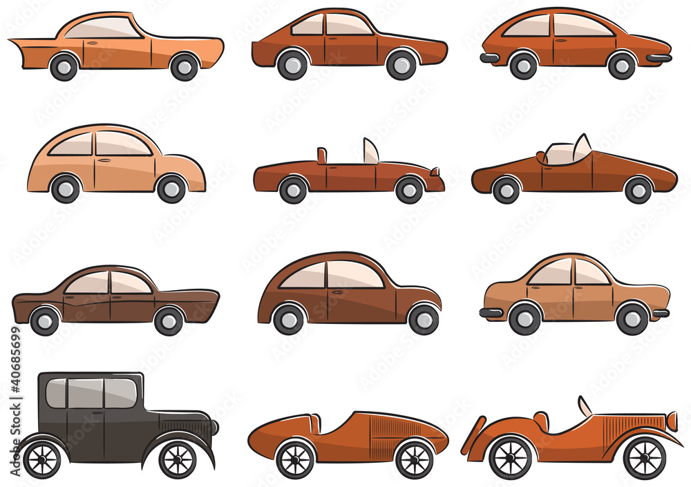 Vintage cars icons set