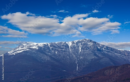 mountain in a snow panorama