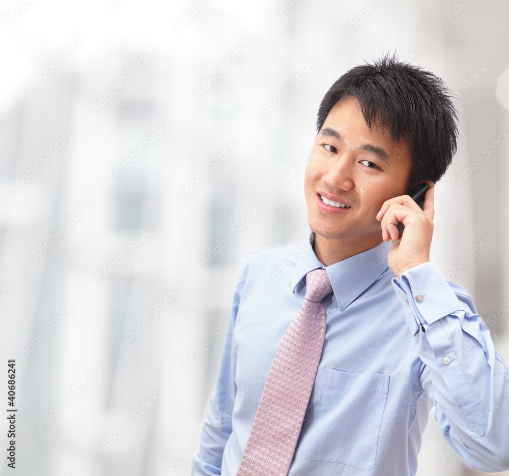 handsome business man speaking mobile phone handsome business man speaking mobile phone
