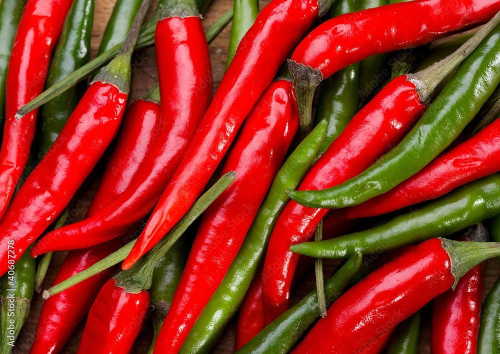 red and green chili pepper